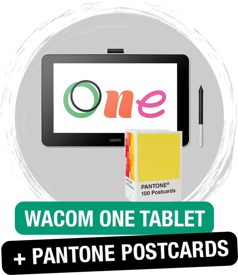 Competition prizes: Wacom One + Pantone postcard box