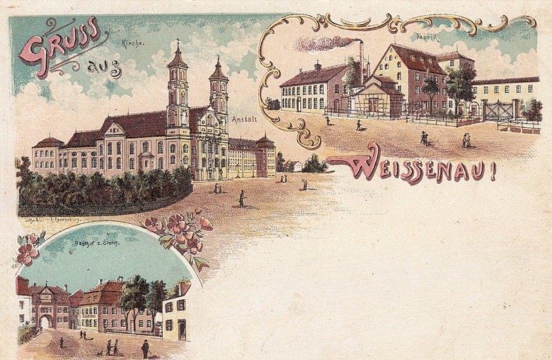 Postcard with Gruss aus Weissenau greeting