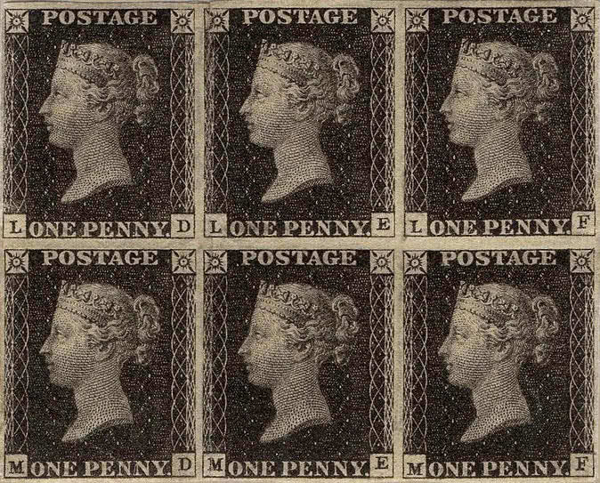Penny Black, block of six