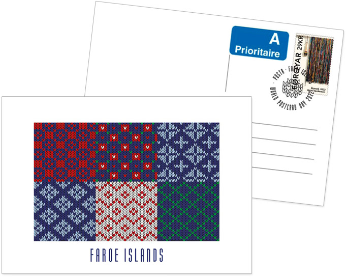 Cancellation mark saying Posta - Faroe Islands - World Postcard Day 2022